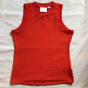 Maeve By Anthropologie Barbara Jacquard Knit Sleeveless Top, Red Orange, Sz M